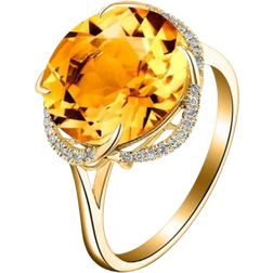 Round Treasure Open Ring - Gold/Citrine/Transparent