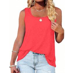 Shein LUNE Plus Solid Color Round Neck Womens Tank Top With Wide Strap Summer