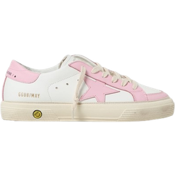 GOLDEN GOOSE Kid's May Leather Sneakers - White/Pink