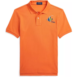 Polo Ralph Lauren Kid's Fish Embroidered Cotton Mesh Polo Shirt - Summer Coral