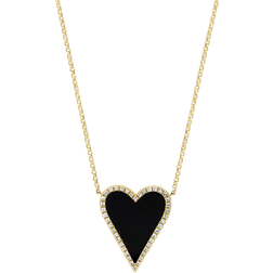 Effy Heart Halo Pendant Necklace - Gold/Onyx/Diamonds