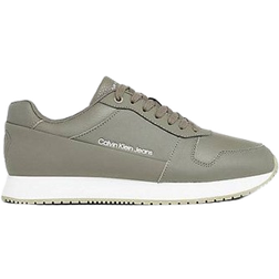 Calvin Klein Leather Trainers - Dusty Olive/Bright White