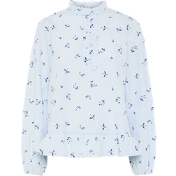 Pieces Lotus Long Sleeved Top - Nantucket Breeze