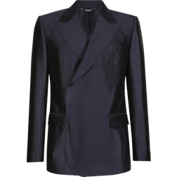 Dolce & Gabbana Double Breasted Shantung Sicilia Fit Jacket - Blue