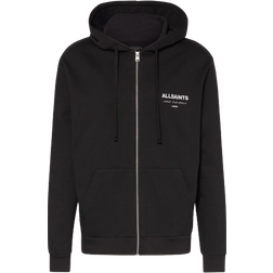 AllSaints Underground Zip Logo Hoodie - Jet Black