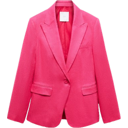 Mango Boreli Linen Suit Blazer - Fuchsia