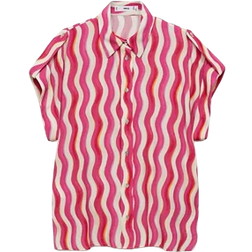 Mango Printed Short Sleeved Shirt - Fuchsia