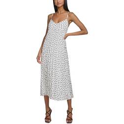 Karl Lagerfeld Printed Sleeveless Midi Dress - Soft White/Black