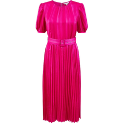 Yumi Matching Belt Midi Dress - Pink