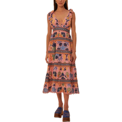 Farm Rio Seashell Tapestry Midi Dress - Pink