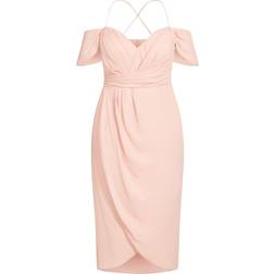 City Chic Entwine Tulip Drape Maxi Dress Plus Size - Ballet Pink