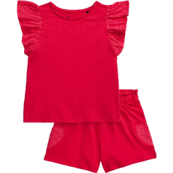 Tu Girl's Broderie T-shirt & Shorts Set - Pink