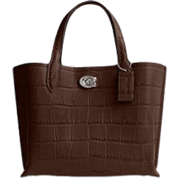 Coach Willow Tote Bag 24 - Embossed Crocodile/Silver/Maple