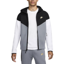 Nike Men's Sportswear Tech Fleece Windrunner Full Zip Hoodie - Black/Cool Grey/White/Metallic Gold