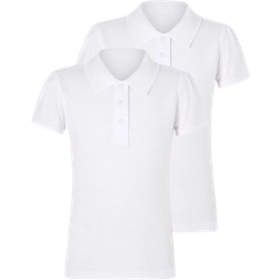 George Girl's Slim Fit Scallop School Polo Shirt 2-pack - White