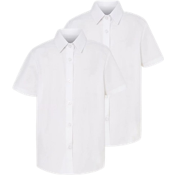 George Girl's Regular Fit Short Sleeve School Shirt 2-Pack - White