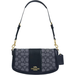 Coach Andrea Shoulder Bag In Signature Jacquard - Gold/Navy/Midnight Navy