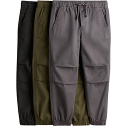 H&M Cotton Joggers 3-pack - Black/Grey/Dark Khaki Green (1168049008)