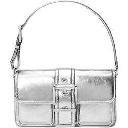 Michael Kors Colby Medium Metallic Leather Shoulder Bag - Silver