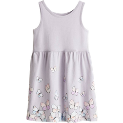 H&M Girl's Patterned Cotton Dress - Light Purple/Butterflies