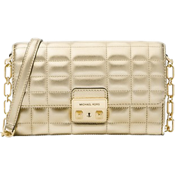 Michael Kors Tribeca Large Metallic Leather Convertible Crossbody Bag - Pale Gold