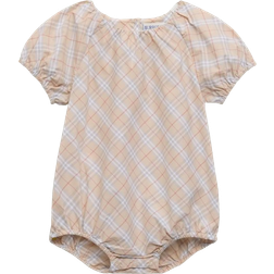 Burberry Baby's Check Cotton Bodysuit - Pale Stone