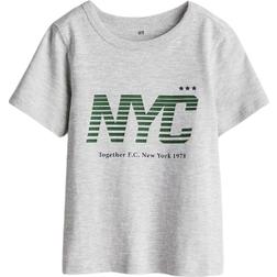 H&M Cotton Jersey T-shirt - Light Gray Melange/Nyc (1239088008)