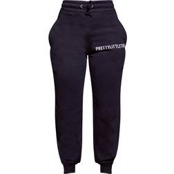 PrettyLittleThing Logo High Waisted Cuffed Sweatpant - Navy