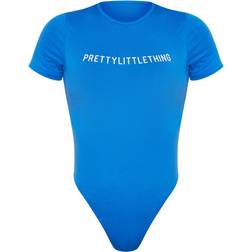 PrettyLittleThing Logo Short Sleeved Bodysuit - Blue