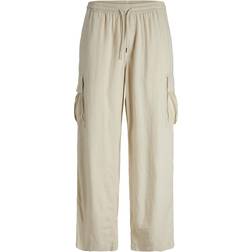 Jack & Jones Bill Nate Wide Fit Cargo Trousers - White/Summer Sand