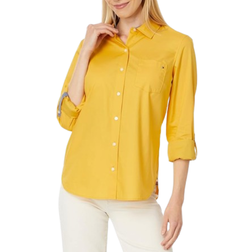 Tommy Hilfiger Women's Cotton Roll Tab Button Shirt - Deep Maize