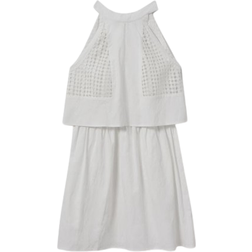 Reiss Eden Broderie Linen Halter Neck Mini Dress - White