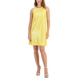 Anne Klein Sequin Sleeveless Swing Dress - Tuscan Yellow