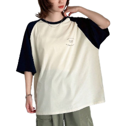 Shein Friful Women's Colorblocked Raglan Sleeve T-shirt With Letter Print