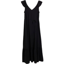 River Island Frill Sleeve Shift Belted Maxi Dress - Black