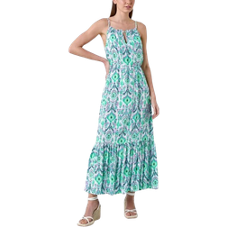 Roman Aztec Print Halter Neck Midi Dress - Aquamarine