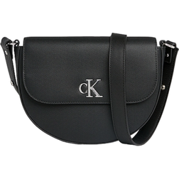 Calvin Klein Minimal Monogram Saddle Shoulder Bag - Black