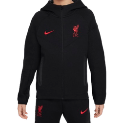 Nike Boy's Liverpool F.C. Tech Fleece Football Full-Zip Hoodie - Black/Black/Black/Gym Red (FN8502-010)