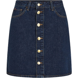 Tommy Hilfiger High Rise Button Thru Denim Mini Skirt - Cler