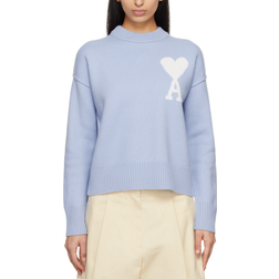 Ami Paris De Coeur Sweater - Blue/Off-white