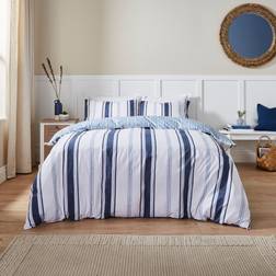 Dunelm Cool Touch Fletcher Navy Blue/White Duvet Cover Blue, White (230x220cm)