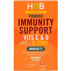 Holland & Barrett High Strength Immunity Support Powder Vits C & D & Zinc 14-pack