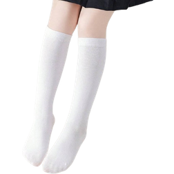 Shein 2 Pairs Children/Kids' Solid Color Knee-High Socks, Breathable & Comfortable, Suitable For All Seasons