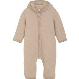 Huttelihut Pram Suit Ears Wool Fleece - Camel Melange