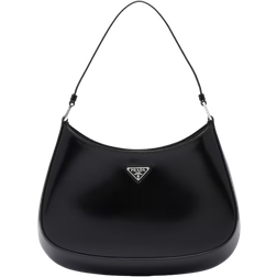 Prada Cleo Brushed Leather Shoulder Bag - Black