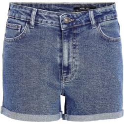 Noisy May High Waist Jeans Shorts - Medium Blue Denim