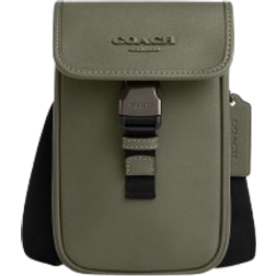 Coach Racer Phone Crossbody In Smooth Leather - Gunmetal/Military Green