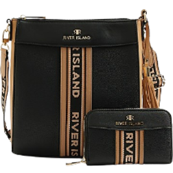 River Island Webbing Cross Body Bag And Purse Bundle - Black