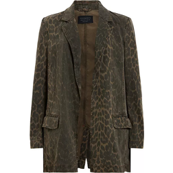 AllSaints Aleida Denim Blazer - Leopard Green