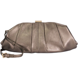 Dune London Drapery Oversized Leather Handheld Clutch - Metallic